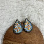 German Silver Hand Painted Studs