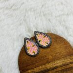 German Silver Hand Painted Studs
