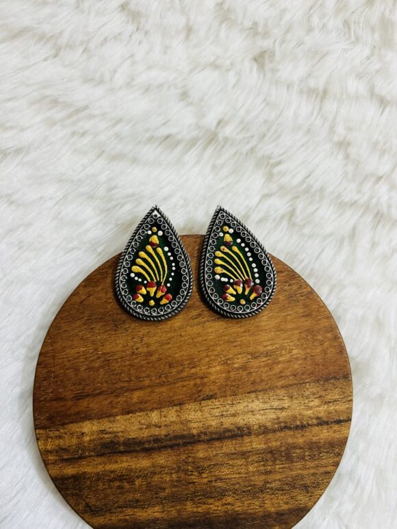 German Silver Hand Painted Studs
